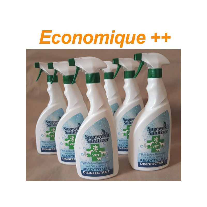 Lot de 6 sprays Sagewash Sanitizer en 750 ml. Lot de 6 sprays Sagewash Sanitizer en 750 ml.
